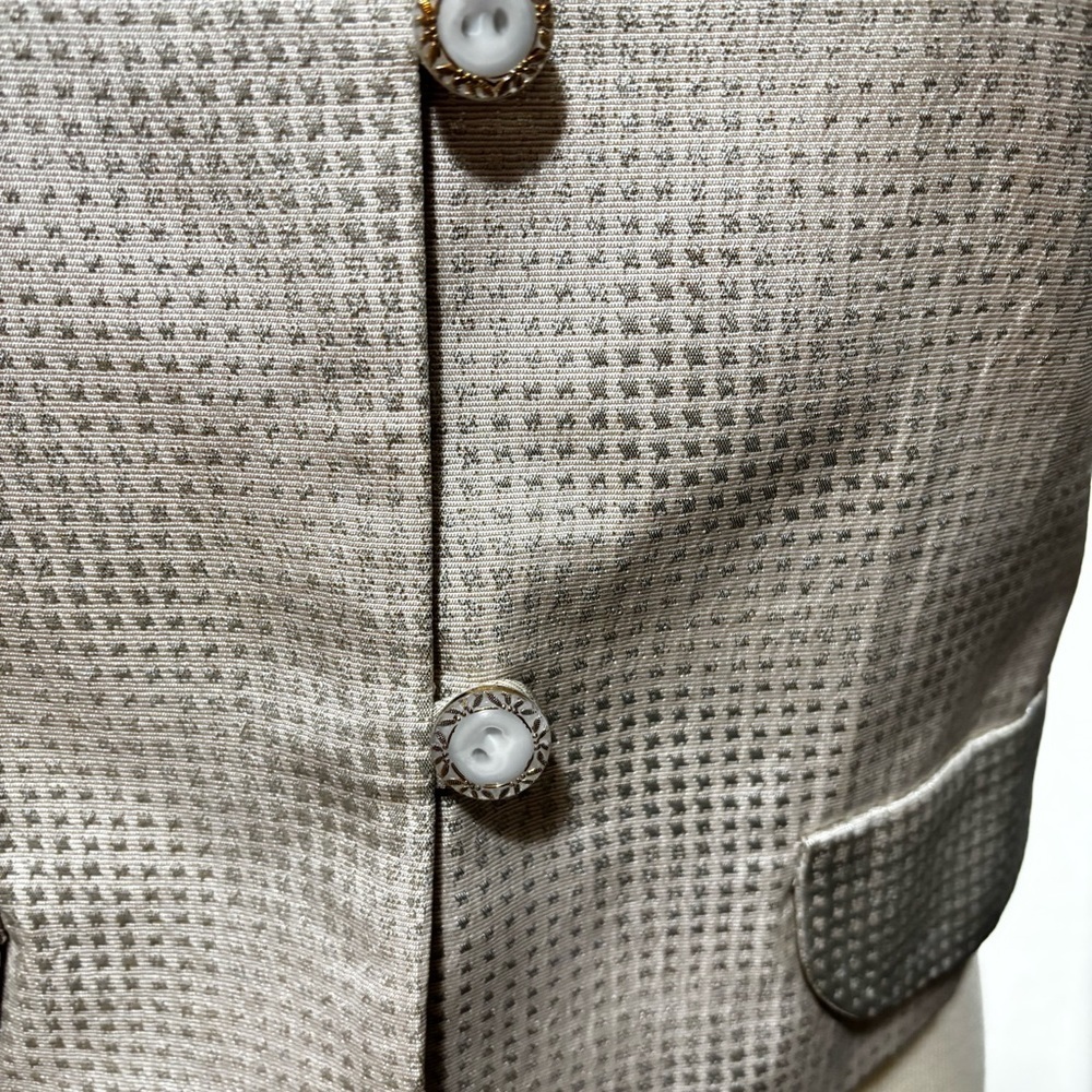 anilee Cropped Jacket 3/4 Sleeves & button front. Silver metallic lamay Size S - Picture 5 of 12